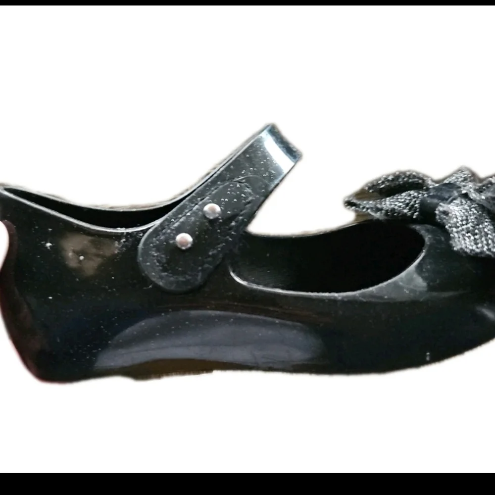 Mini Melissa Kids Black Ultragirl Sweet X Mary Jane Jelly Flats Bow Shoes 11